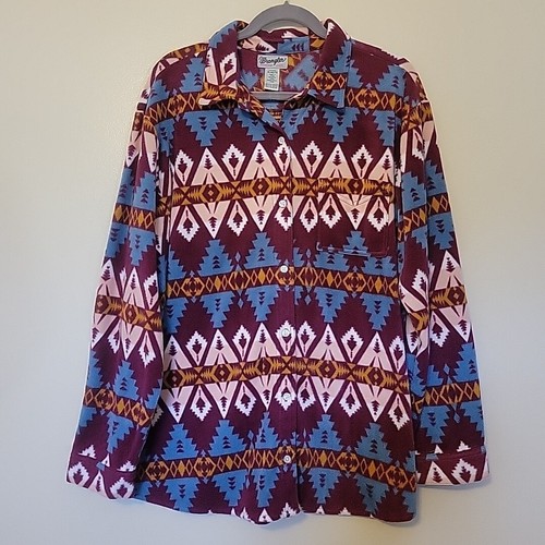 Wrangler Aztec Flannel Shirt Womens Extra Large Wrancher Blouse Top - Picture 3 of 11