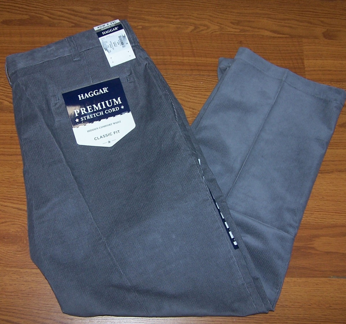 Grey Haggar Mens Corduroy Pants Size 40x29 Mens Classic Fit