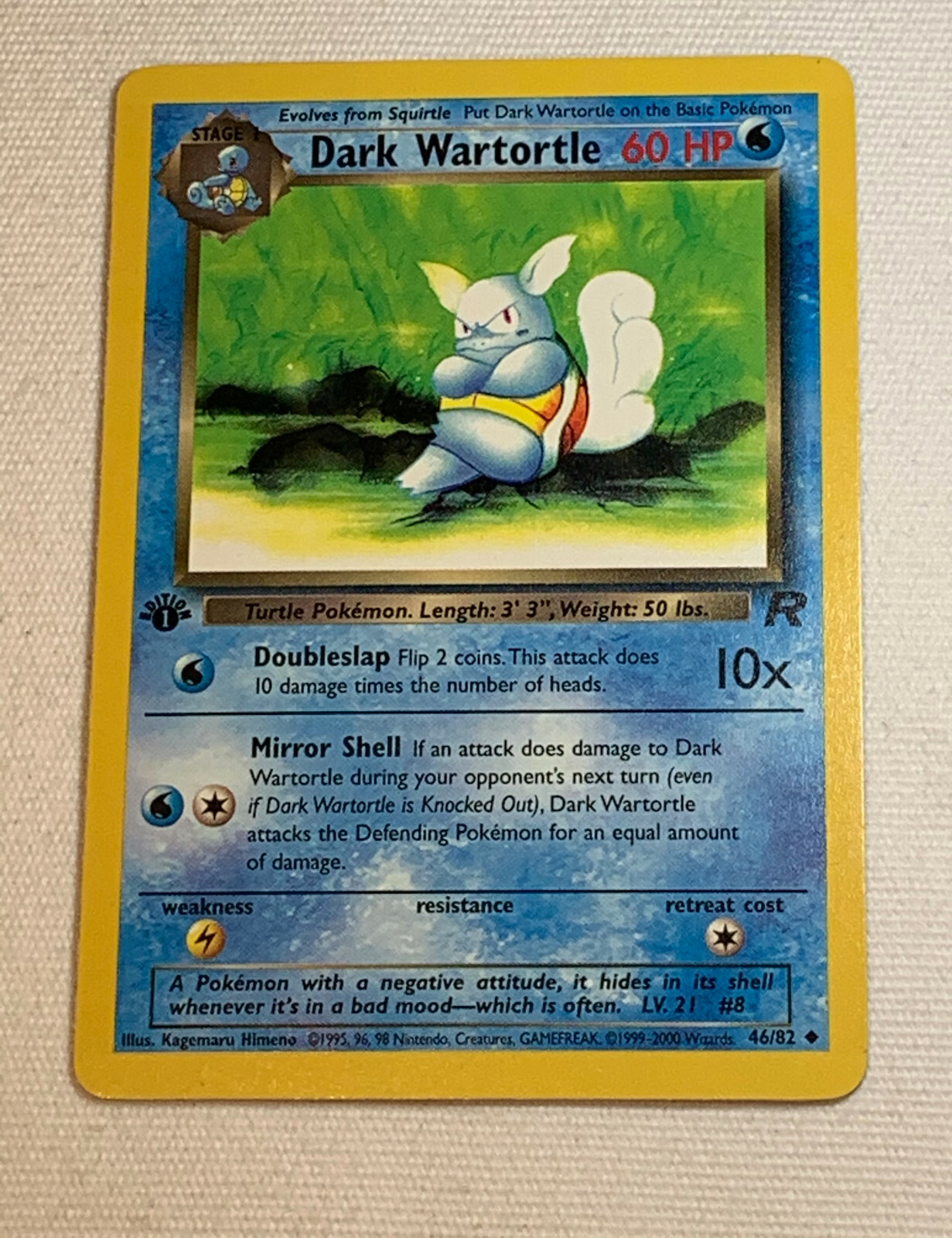 DARK WARTORTLE - 46/82 - 1st Edition Team Rocket - Uncommon - Pokemon - NM