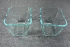 2 Vtg Pyrex Refrigerator Storage Dish 7213 Aqua Blue Tint Glass 1 7/8 cups