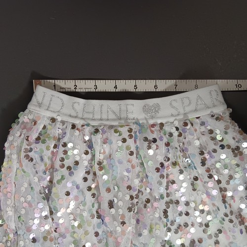 365 KiDS Sequin Skater Skirt Skort Girls Sz 4 Iridescent Sparkle Silver - Picture 4 of 5