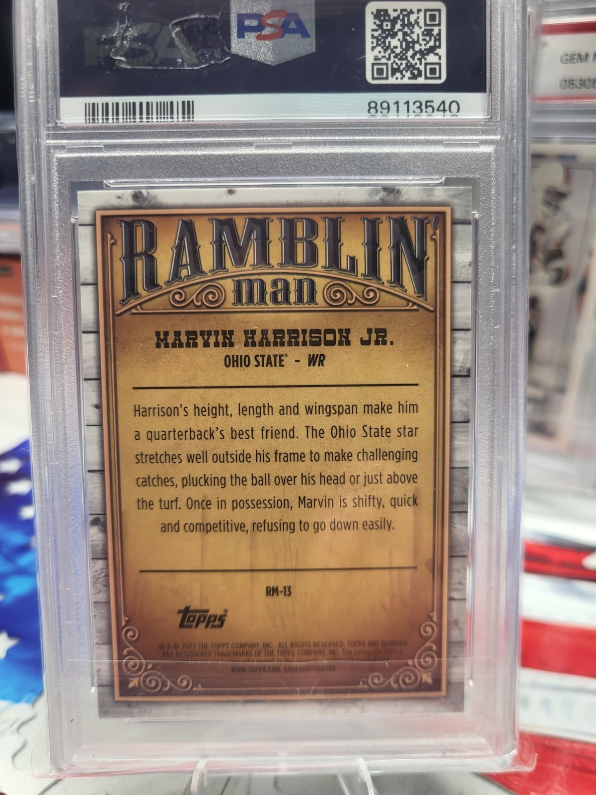 2023 Marvin Harrison Jr PSA 10 view 3