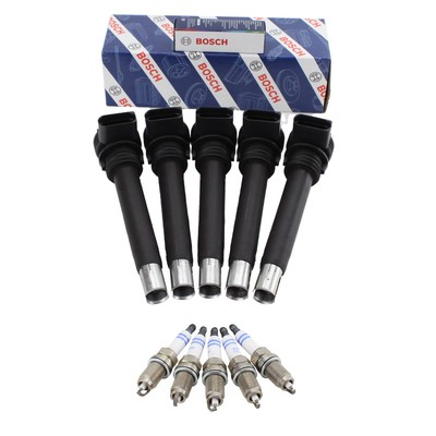 #ad Bosch 5 Ignition Coils 5 Nickel Spark Plugs Kit For Beetle Golf Jetta Passat 2.5 $187.95