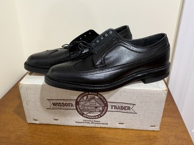 Men s Black Leather Wissota Trader Dress Shoes Size 12