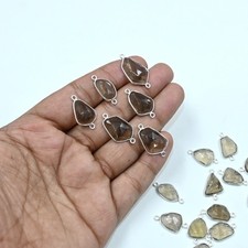 Rauchquarz Rosenschliff Verbinder, Schmuckzubehör, Werkzeuge, 925 Silber...