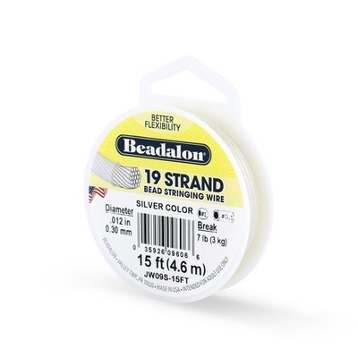 19-Strand 0.012 (0.31 mm) 15 ft (4.6 m) Silver Color Bead Stringing Wire