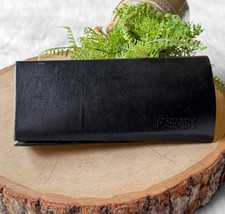 Authentic Fendi Twist Black Hard Faux Leather Eyeglasses Sunglass Case LARGE