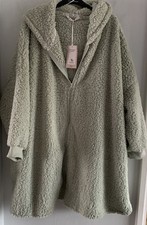 BNWT TU Size Large Oversized Hooded Lounge Nightwear Jacket Green Teddy Fleece