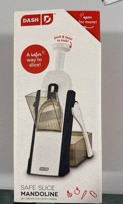 DASH Safe Slice Mandoline Food Slicer w/ Chute Pusher Container Brush, Manual