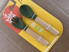 New Toddler Utensils Army Green Infant Baby Silverware BPA Free Spoon Fork Set