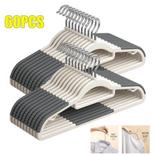 60Pack Plastic Hangers Non Slip for Clothes Coat Heavy Duty 360 Swivel Hook