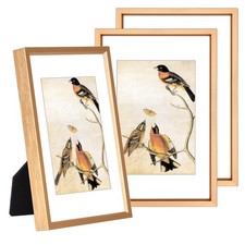 BKABOT 3.5x5 Gold Metal Picture Frame Set of 3, HD Glass, Wall/Tabletop