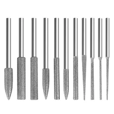 New 11PCS/Set 1/8" Shank Diamond Burr Bits Grinding Rotary Tools Accessories