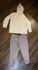 Max  Mia Women's 2 Piece Stripe Waffle Knit Lounge Set, Hoodie and Jogger