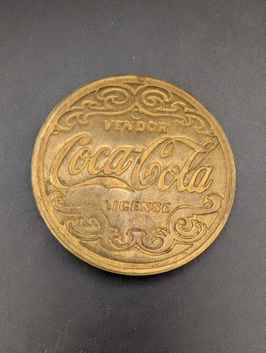 Rare Vintage Original COCA-COLA Brass Vendor License Pin Badge