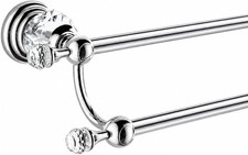 Chrome Towel Bar Adjustable Double Towel Holder Silver Crystal Bathroom Towel