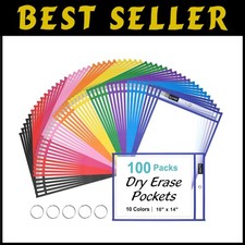 School Supplies, 100-Pack Dry Erase Pocket Sleeves