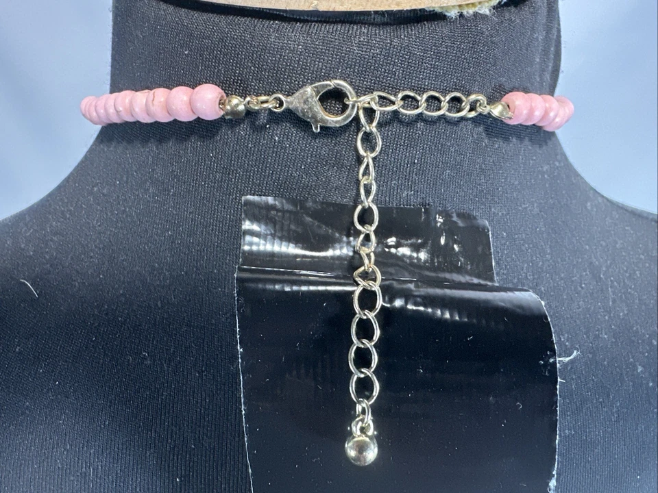 Gargantilla collar babero piedra cuentas rosa bohemio extensor tribal (howlite) Foto 2 de 3