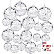 20pcs Disco Mirror Balls Hanging Ball for 50s 60s 70s Disco Multi Sizes Silver