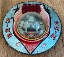 Rare 1960's Cragstan Yoshiya KO Japan Tin Litho Z-26 Flying Saucer Friction Toy