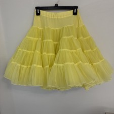 Vintage YELLOW MEG SIMKINS Square Dance Crinoline Petticoat 20  L SIZE MEDIUM