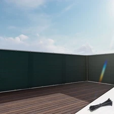 3ft Green Balcony Privacy Screen Fence Cover with Zip-Ties for Pool Deck Patio