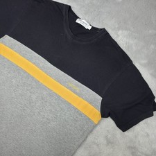 Yves Saint Laurent Camicia Uomo Grande Blu Righe Audaci Manica Corta T Shirt Taglia L