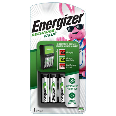 Fast Charging Energizer AA/AAA Battery Charger with 4 AA Rechargeable Batteries
