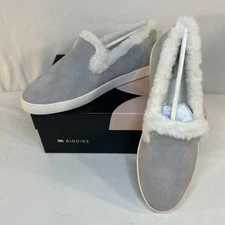 Birdies Shoes Women's 7.5 The Swift Dove Gray Faux Fur Slip On Suede