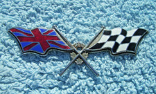 Vintage 1960s Les Leston Crossed Chequered Flags Car Badge Gb Motor Racing Club