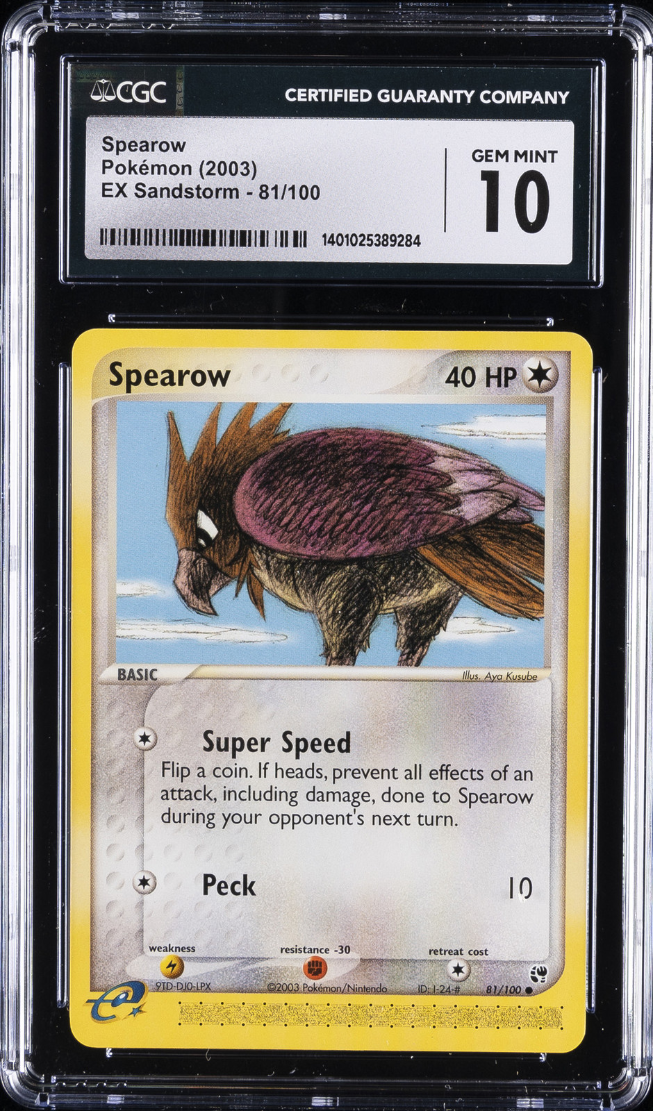 2003 POKEMON EX SANDSTORM #81/100 SPEAROW CGC 10 GEM MINT