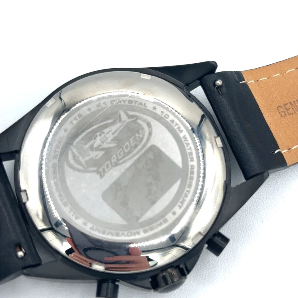 Reloj Suizo Torgoen T16 Negro Cronógrafo con Correa de Cuero Negro Foto 4 de 4