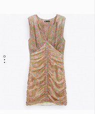 Zara Yellow Floral Dress with shoulder pads size M