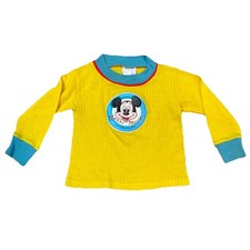 Vintage 1960's Walt Disney Kids Size 18 Shirtees Mickey Mouse Shirt Yellow Blue