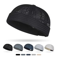 Men's Breathable Quick Dry Mesh Beanie Brimless Summer Adjustable Sun Cap
