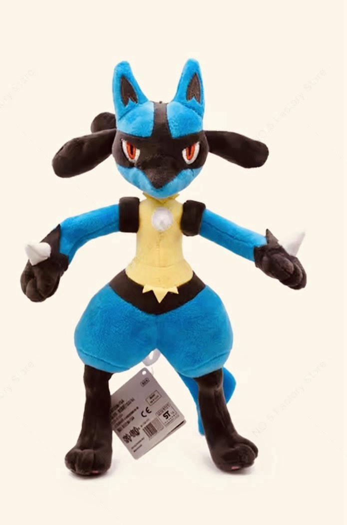 Pokemon Standing Lucario Brillante Muñeca de Peluche Lindo Mega Riolu Animal Peluche Calidad