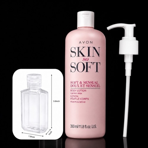 Avon Skin So Soft Soft & Sensual Body Lotion 11.8 oz + Pump & 2 oz Bottle