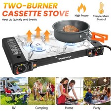 Portable Double 2 Burner Gas Stove Camping Butane Cooker Barbecue Gas Cannister