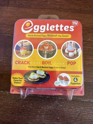Egglettes Egg Cooker Hard Boiled Eggs without the Shell 4 Egg Cups Original New