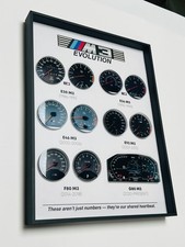 Bmw M3 Evolution Gauge Display Frame Wall Art E30 E36 E46 E92 F80 G80 Decor Gift