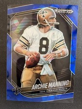 2025 Panini Prizm Black #97 Archie Manning Prizms Blue Ice #/125