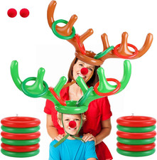 Christmas Reindeer Antler Ring Toss Game, Christmas Party Favor for Kids, 2 Set
