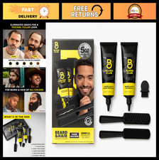 Permanent Hair  Beard Dye for Men - Professional Mustache Color Kit, Covers Gra