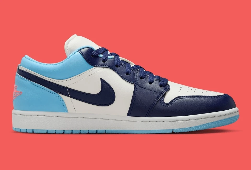 Nike Air Jordan 1 Zapatos Bajos Azul Chill Sail Hot Lava 553558-149 Para hombres NUEVO Foto 3 de 4