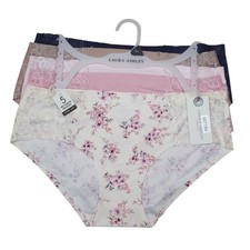 Laura Ashley Womens Medium 5-Pack No-Show Lace Trim Panties Super Soft Briefs
