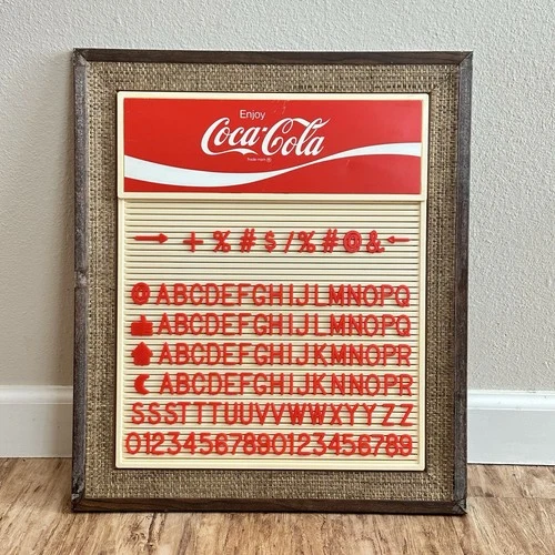 Vintage Coca-Cola Menu Board Display Sign 1970’s 18x14” With Letters On Board
