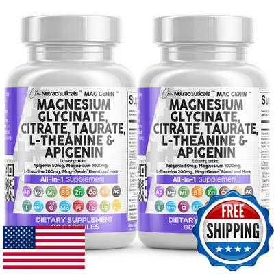 Clean Nutraceuticals Magnesium Glycinate Complex 1000mg with L-Theanine 200mg Ap