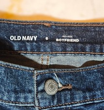 NWT Old Navy Mid-Rise Boyfriend Jeans Size 6 Dark Wash Cuffed Hem