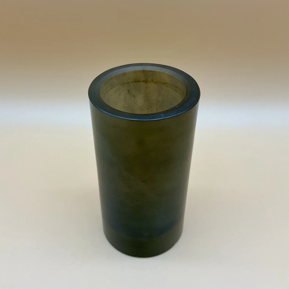 Antique Late 19th C. Qing Dynasty Chinese Small Cylindrical Jade Brush Pot - Image 3 of 4