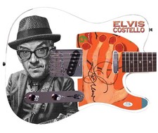 Elvis Costello Signed Custom Graphics Photo Guitar ACOA